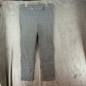 Soho Womens Large Dress Pants Skinny Black White Geometric High Rise Stretch